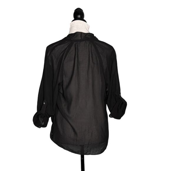 Helmut Lang Crisscross Sheer Long Sleeve Blouse Black Size Large - Picture 3 of 9